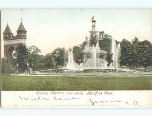 Pre-1907 very early view - FOUNTAIN AND ARCH Hartford Connecticut CT n6267
