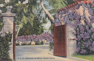 Florida Miami Beach Entrance To MIami Beach Estate 1942 Curteich