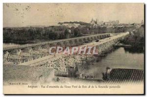Old Postcard View of Avignon Army & # 39ensemble Old wooden bridge and the ne...