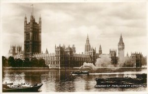 London Thames navigation & sailing Parliament paddle steamer coal barge