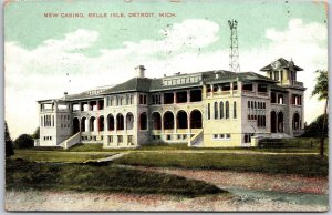 Detroit Michigan MI, 1908 Entrance, New Casino Building, Belle Isle, Postcard