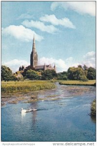 England Salisbury Cathedral From The River Avon