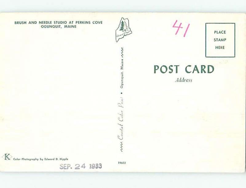 Pre-1980 BRUSH AND NEEDLE STUDIO SHOP Ogunquit Maine ME hn5085