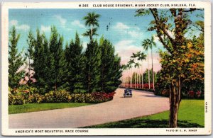 1936 Clubhouse Driveway Miami Jockey Club Hialeah Florida FL Posted Postcard