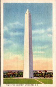 Washington Monument DC Linen Postcard UNP VTG Curt Teich Unused Vintage 