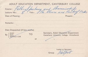 Canterbury College New Zealand Public Speaking Course Old Postcard