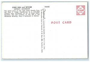 c1960's Cobo Hall And Skyline Detroit Michigan MI, Spiral Ramp Vintage Postcard