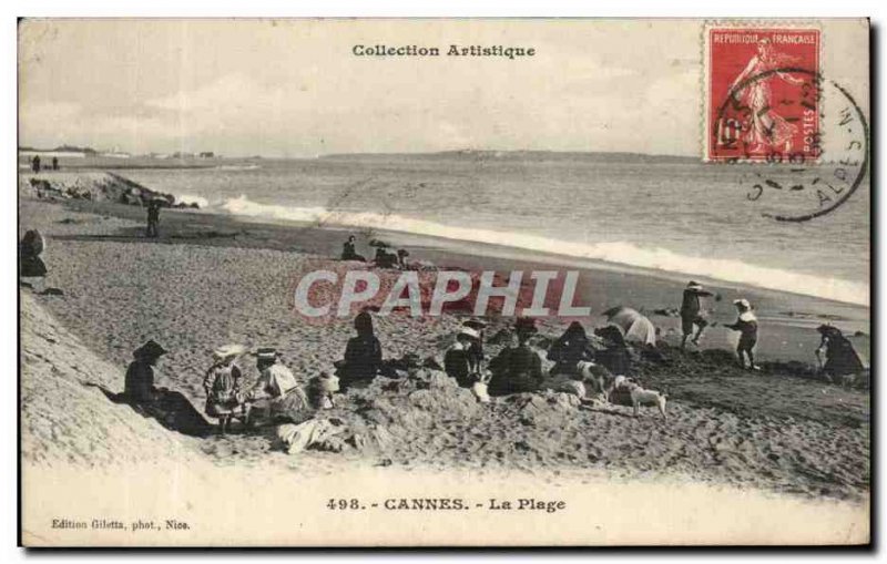 Old Postcard Cannes Beach Children