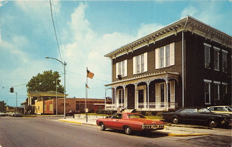 Bellefontaine Ohio 1960s Postcard City Building & Post Office Cars