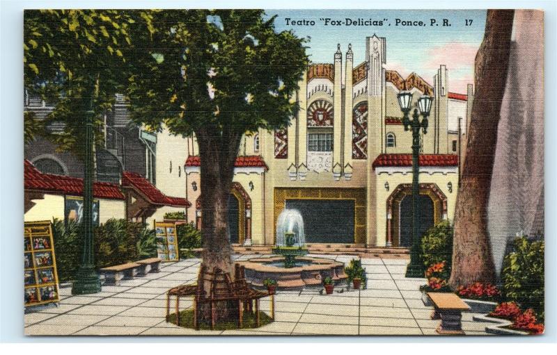 Ponce Puerto Rico PR Teatro Fox Delicias Movie House Shopping Mall Postcard D12 