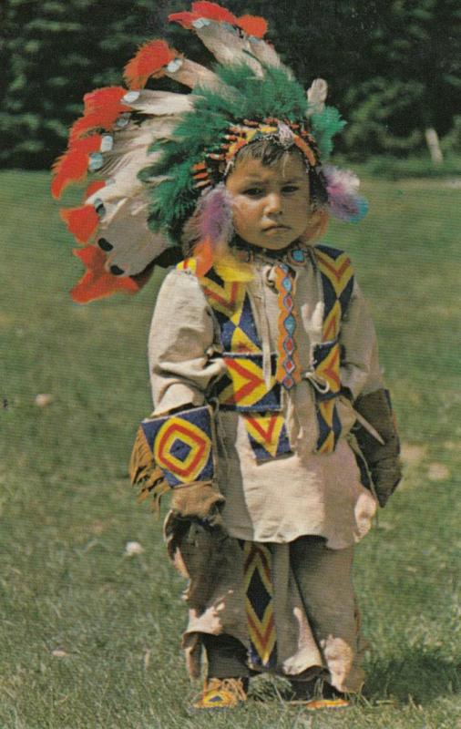 Red India Canadian Child With Headscarf Pint Size Indian 1970s Postcard