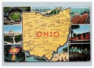 Vintage 1940's Postcard Greetings From Ohio - Giant Map Stadium Tankers Energy