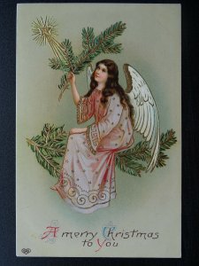 A MERRY CHRISTMAS TO YOU Christmas Angel & Star c1906 Embossed Postcard by EAS