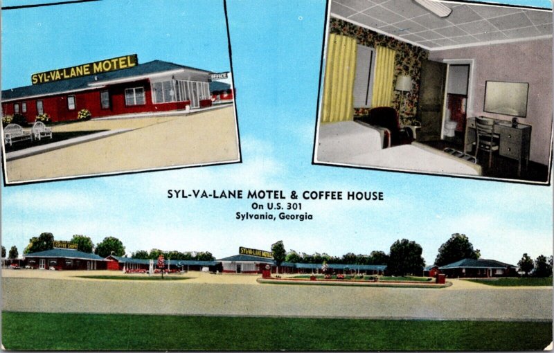 Postcard Syl-Va-Lane Motel and Coffee House US 301 Sylvania, Georgia