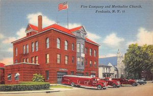 Fire Company and Methodist Church Fredonia, New York, USA Fire Related Unused 