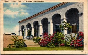 Vtg 1940s Estate Contant Club St Thomas Virgin Islands Linen Postcard