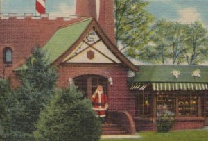 Santa Claus Castle IN Town Gift Shop Indiana linen postcard H197 