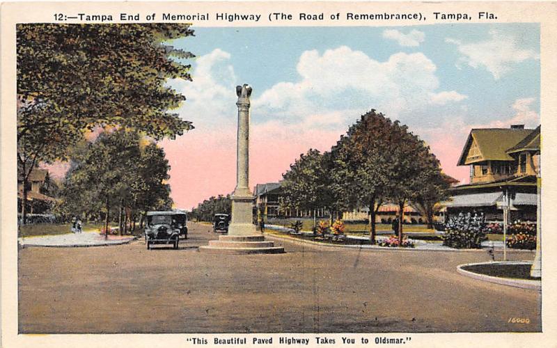 Tampa End of Memorial Highway Florida 1920s postcard