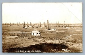 KANSAS in AUGUSTA FIELD OIL PUMPS ANTIQUE REAL PHOTO POSTCARD RPPC