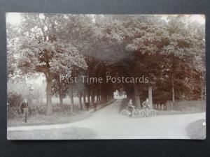 Essex: Epping Forest Crossroad near Woodford shows Cyclist c1905 RP Old Postcard