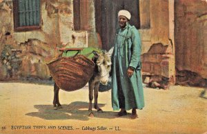 EGYPTIAN TYPES~CABBAGE SELLER-MARCHAND de LEGUMES~1910s POSTCARD