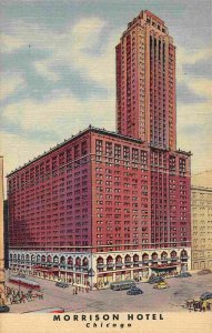 Morrison Hotel Chicago Illinois 1940s linen postcard