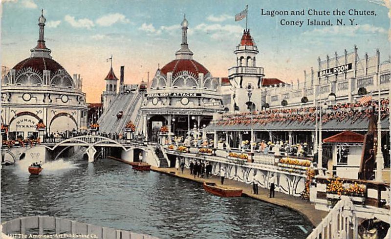 Lagoon and Chute and Chutes Coney Island, New York, USA Amusement Park 1917 