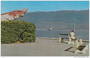 Bridge view & Empress of Japan - Figurehead at Stanley Park , VANCOUVER , B.C...