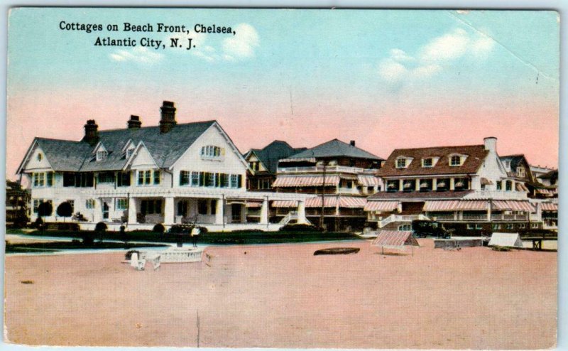 ATLANTIC CITY, New Jersey NJ   Cottages on BEACH FRONT, CHELSEA c1910s Postcard