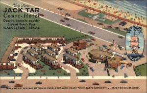 Galveston Texas TX Jack Tar Court Hotel Linen Vintage Postcard