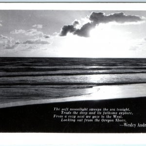 c1950s Oregon Shore Poem RPPC by Wesley Andrews Sunset Real Photo Scenic PC A131