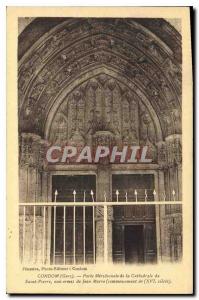 Old Postcard Condom Meridsonale Door of the Cathedral of Saint Pierre