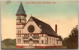 1910's Sacred Heart Church Ida Grove Iowa IA Parish Building Posted Postcard