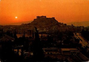 Greece Athens Acropolis Sunset From Olympielon