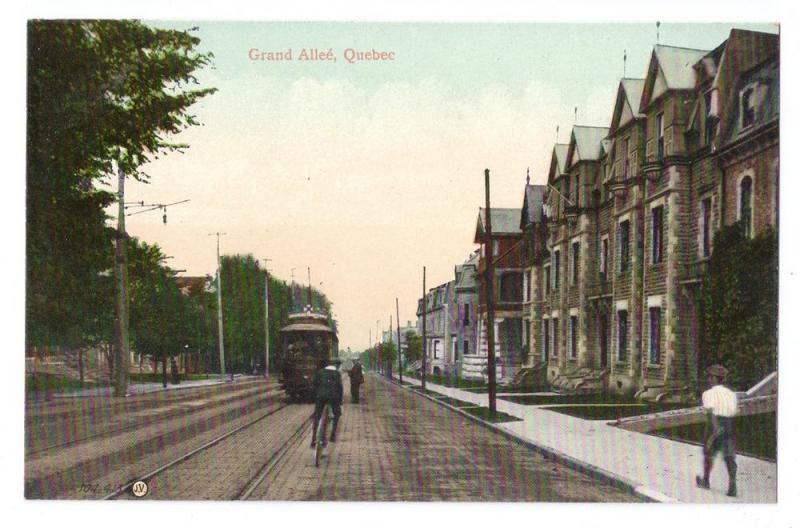 Canada Quebec Postcard Grand Allee Tram Bicycle Trolley 