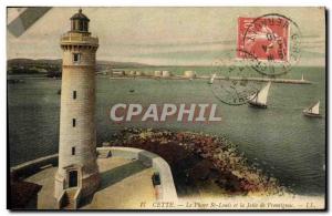 Old Postcard Lighthouse St. Louis and the jetty of Frontignac This Boat