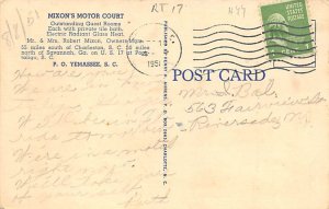 Nixon's motor court Pocataligo, South Carolina Postcard