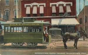 Middletown OH Rapid Transit C. H. 8. D Transit Horse Drawn Trolley Postcard