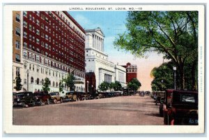 1937 Lindell Boulevard Classic Cars Buildings St Louis Missouri Antique Postcard