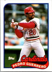 1989 Topps Baseball Card Pedro Guerrero St Louis Cardinals sk3134