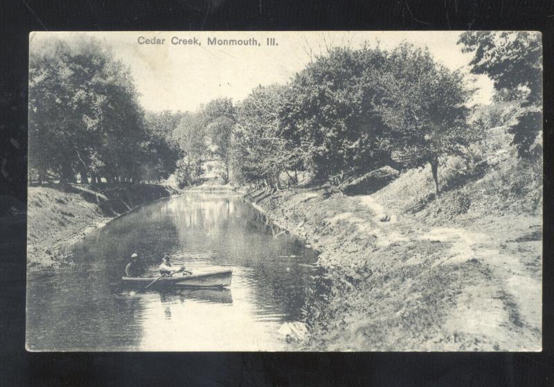 MONMOUTH ILLINOIS CEDAR CREEK BOATING VINTAGE ANTIQUE POSTCARD ILL.