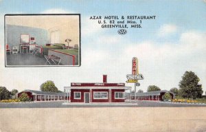 Greenville Mississippi Azar Motel and Restaurant Vintage Postcard AA40659