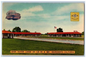 Sacramento California Postcard Motor Lodge Exterior Building View c1940 Vintage