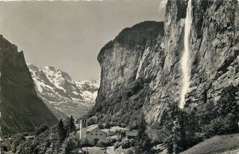 Switzerland photo postcard E. Geyger Kirche Lauterbrunnen