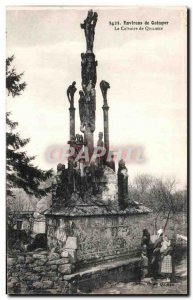 Old Postcard surroundings of Quimper Calvary Quilinen Folklore Costume Cap