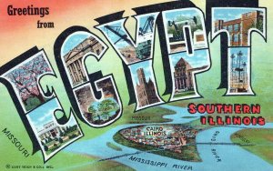 IL, Egypt, Southern Illinois Linen Large Letter Postcard, Curt Teich