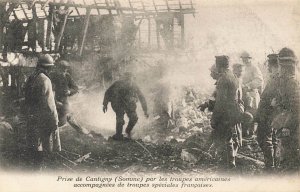 French The Taking Of Contigny (Somme) American Troops Postcard