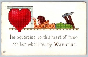 Valentine, 1917 Pixelated Art Postcard, Stecher, Sanitarium Ont DPO Split Cancel