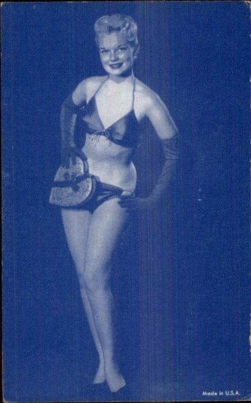 Sexy Burlesque Showgirl Semi-Nude 1920s-30s Arcade Exhibit Card Blue Tint #17