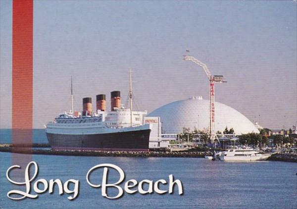 California Long Beach Greetings Showing Queen Mary